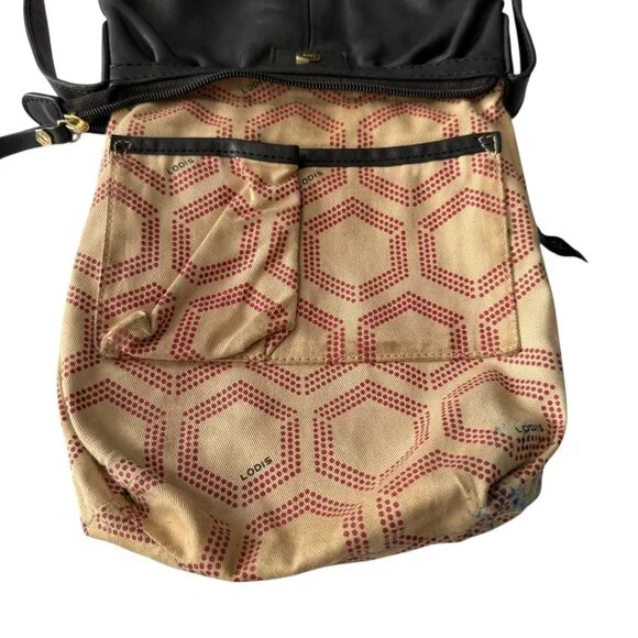 Lodis Black Leather Crossbody Bag Adjustable Strap Interior Staining AS IS - Picture 14 of 14